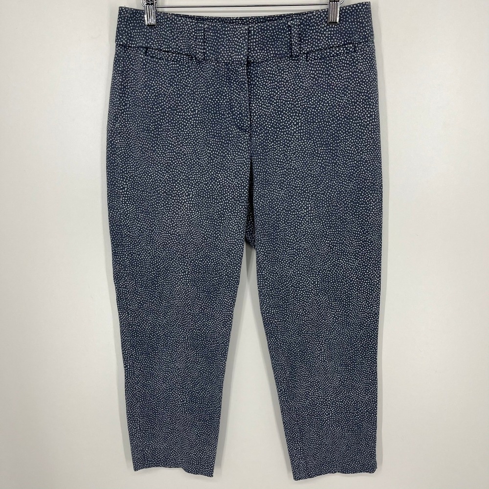 Ann Taylor LOFT Julie Riviera Pants‎ Blue White Micro Print Cropped Size 4